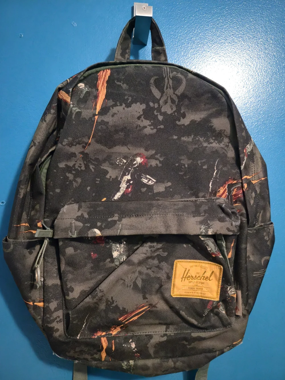 Herschel Supply Company Black Camo Backpack with Orange Accents